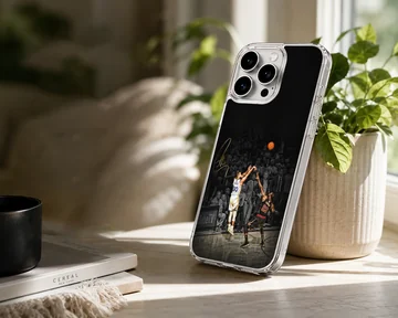 Dynamic basketball action scene printed on phone case — Lifestyle
