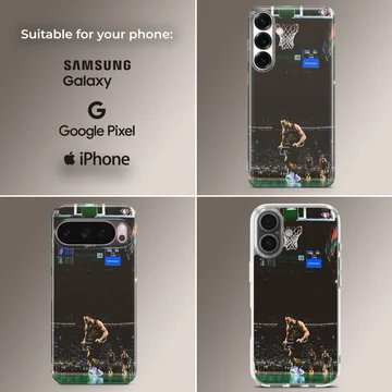 Dynamic basketball action scene on phone case — Collage