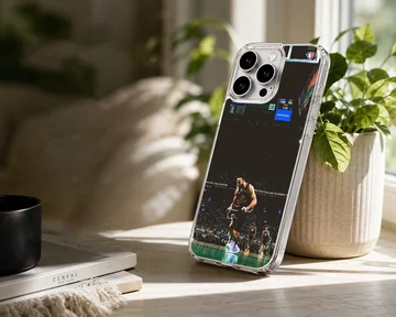 Dynamic basketball action scene on phone case — Lifestyle