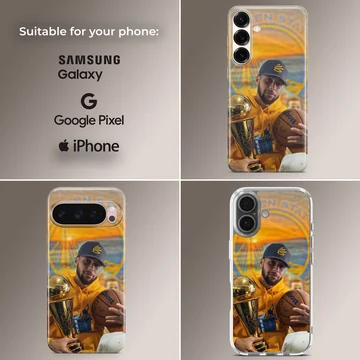 Dynamic basketball champion design on phone case — Collage