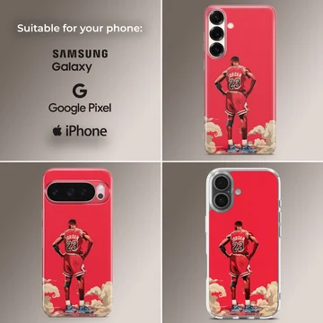Illustrated basketball player on a red backdrop phone case — Collage