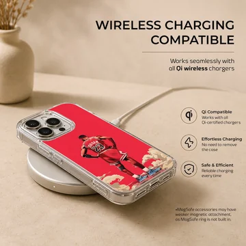 Illustrated basketball player on a red backdrop phone case — Charging