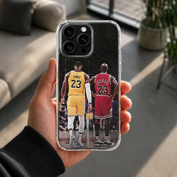 Phone case featuring dynamic image of basketball legends — Lifestyle