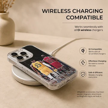 Phone case featuring dynamic image of basketball legends — Charging