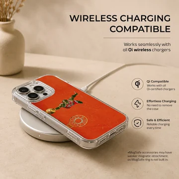 Dynamic basketball hero in action on orange background phone case — Charging