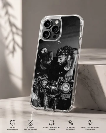 Dynamic basketball champions design on phone case — Specs