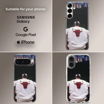 Iconic silhouette basketball design on phone case — Collage