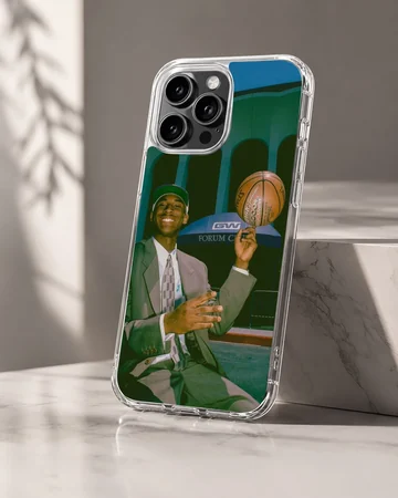 Basketball player holding a basketball on a phone case — Hero