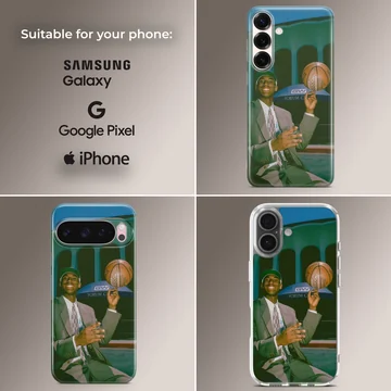 Basketball player holding a basketball on a phone case — Collage