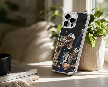 Basketball champion holding trophies design on phone case — Lifestyle