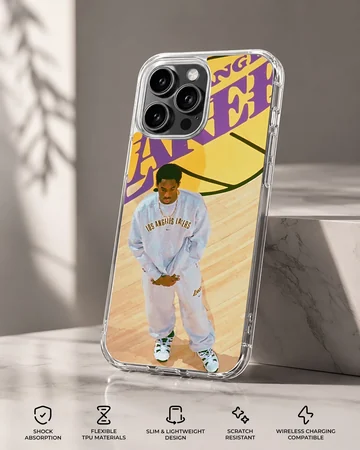 Digital illustration of a basketball player on court phone case — Specs