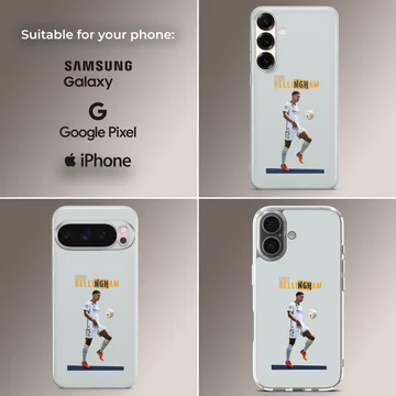 Bellingham football imagery on a sleek phone case. — Collage