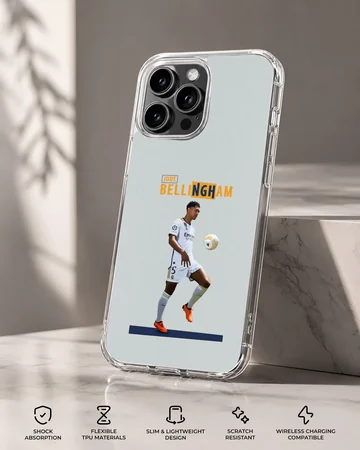 Bellingham football imagery on a sleek phone case. — Specs
