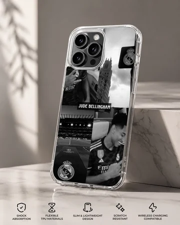 Photographic design featuring Bellingham with stadium and crest on phone case. — Specs