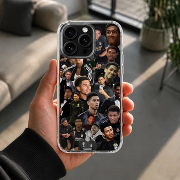 Collage of football star Bellingham on a phone case — Lifestyle