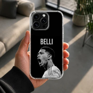 Bellingham football hero portrait with bold text on a phone case — Lifestyle