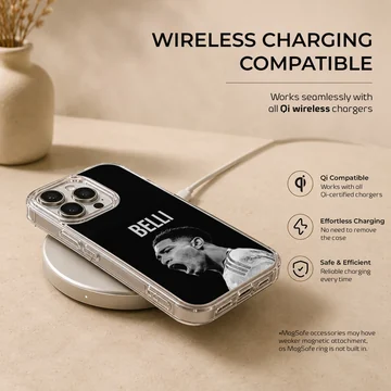 Bellingham football hero portrait with bold text on a phone case — Charging