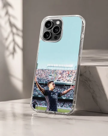 Photographic design of Bellingham football player celebrating on phone case — Hero