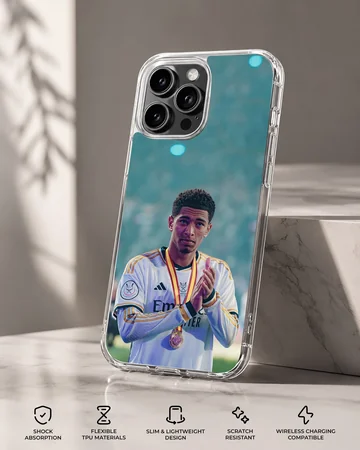 Photo of a football star Bellingham on a phone case — Specs
