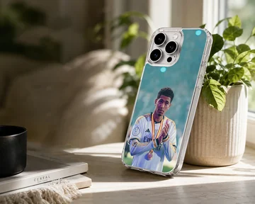 Photo of a football star Bellingham on a phone case — Lifestyle