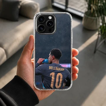 Bellingham player drinking water, dynamic football fan phone case — Lifestyle