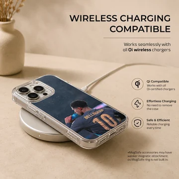 Bellingham player drinking water, dynamic football fan phone case — Charging