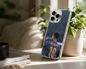 Bellingham player drinking water, dynamic football fan phone case — Lifestyle