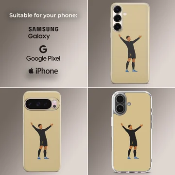 Dynamic football illustration on Bellingham phone case — Collage