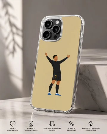 Dynamic football illustration on Bellingham phone case — Specs