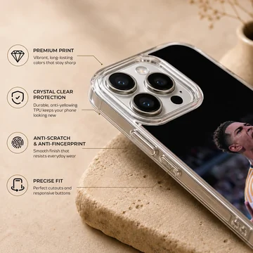 Dynamic football player celebrating in Bellingham phone case. — Info