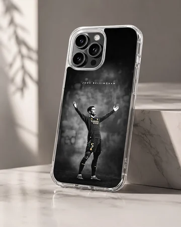 Dynamic image of Bellingham celebrating a goal on a phone case — Hero