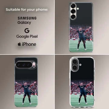 Football player Bellingham celebrating on the field, phone case — Collage