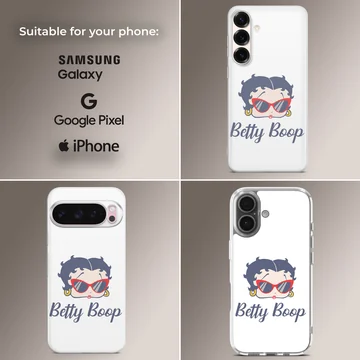 Betty Boop cartoon design with bold typography on phone case — Collage