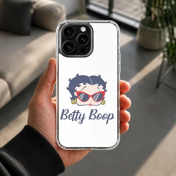 Betty Boop cartoon design with bold typography on phone case — Lifestyle