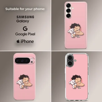 Betty Boop cartoon design with puppy on phone case — Collage