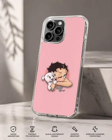 Betty Boop cartoon design with puppy on phone case — Specs