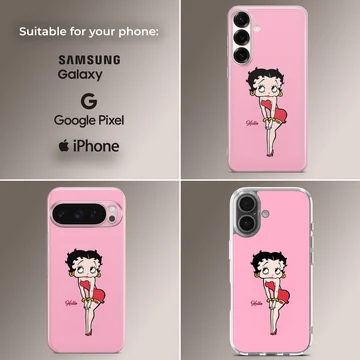 Betty Boop cartoon artwork on a pink phone case — Collage