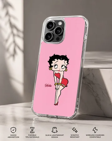 Betty Boop cartoon artwork on a pink phone case — Specs