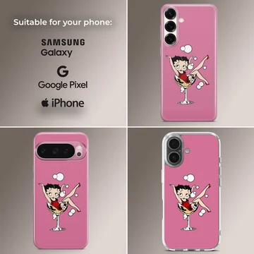 Playful Betty Boop cartoon design on phone case — Collage