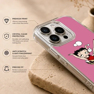 Playful Betty Boop cartoon design on phone case — Info