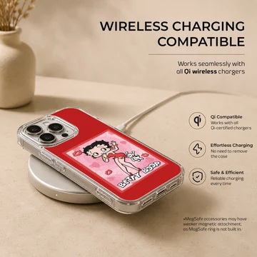 Betty Boop cartoon artwork in red and pink phone case design — Charging