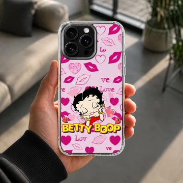 Betty Boop cartoon art with kisses and hearts on phone case — Lifestyle