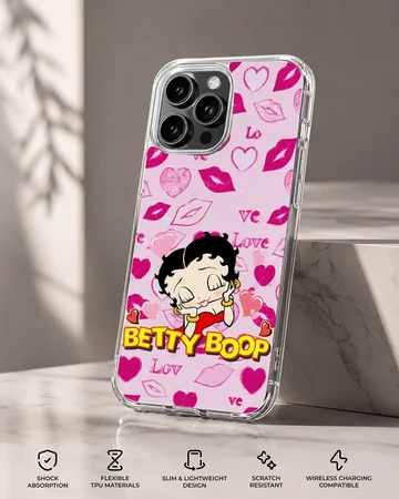 Betty Boop cartoon art with kisses and hearts on phone case — Specs