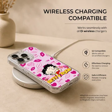Betty Boop cartoon art with kisses and hearts on phone case — Charging