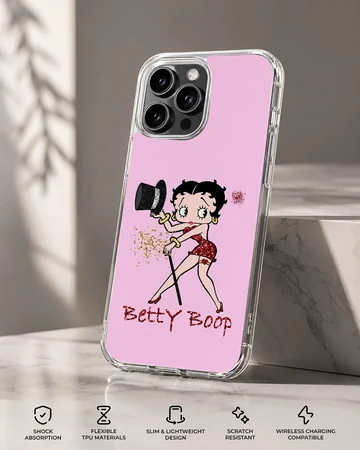 Betty Boop cartoon art on pink phone case — Specs