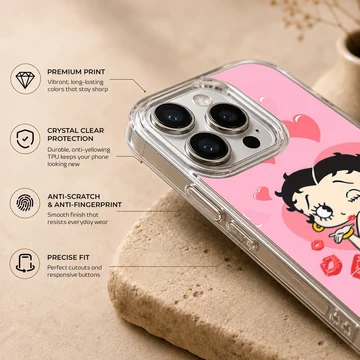 Betty Boop cartoon with hearts phone case — Info