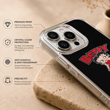 Playful Betty Boop cartoon design on a phone case — Info