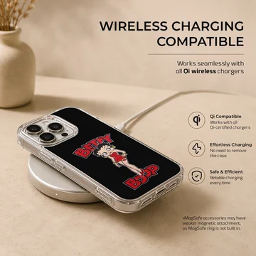 Playful Betty Boop cartoon design on a phone case — Charging