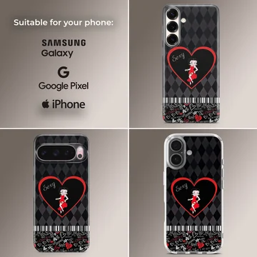 Betty Boop phone case with heart design — Collage