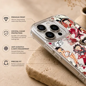 Betty Boop cartoon collage design phone case — Info